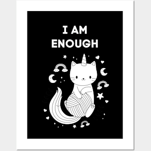 I Am Enough Funny Cat Remind You That You Are Enough Posters and Art